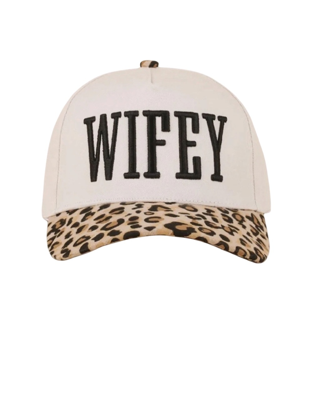 Zenana Outfitters WIFEY Hat in Cream with Leopard Brim